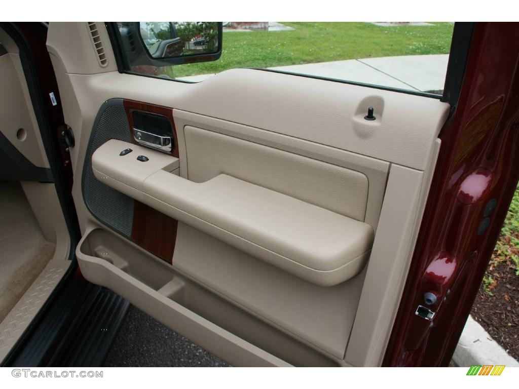 2005 F150 Lariat SuperCab 4x4 - Dark Toreador Red Metallic / Tan photo #21
