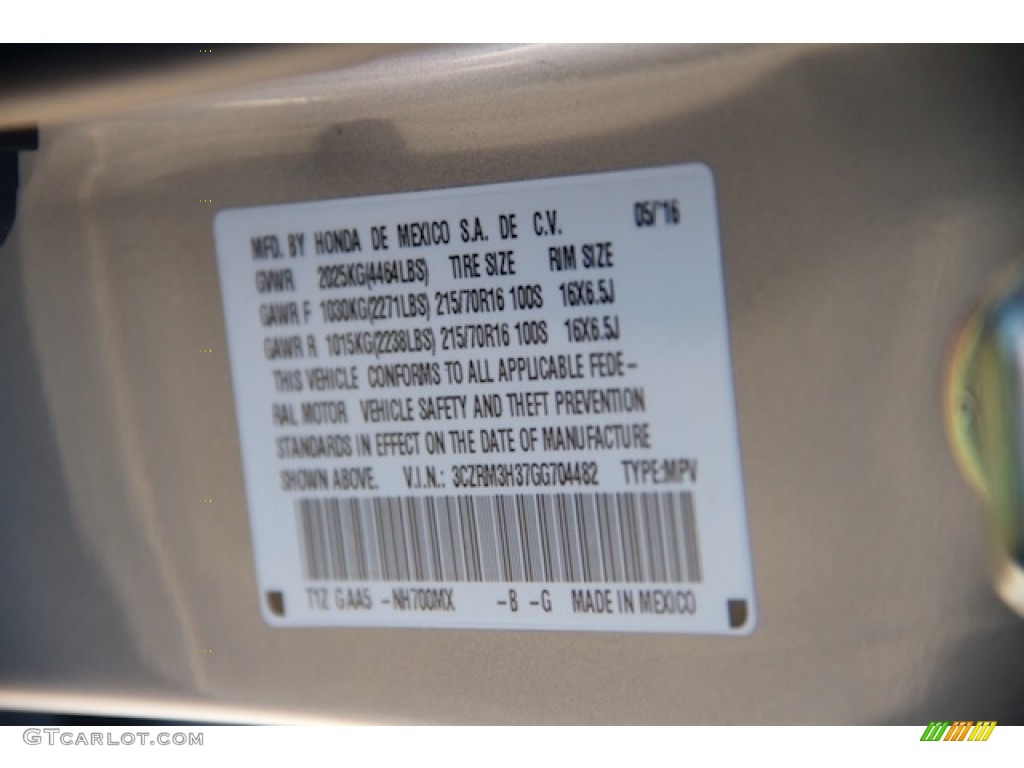 2016 CR-V LX - Alabaster Silver Metallic / Gray photo #17