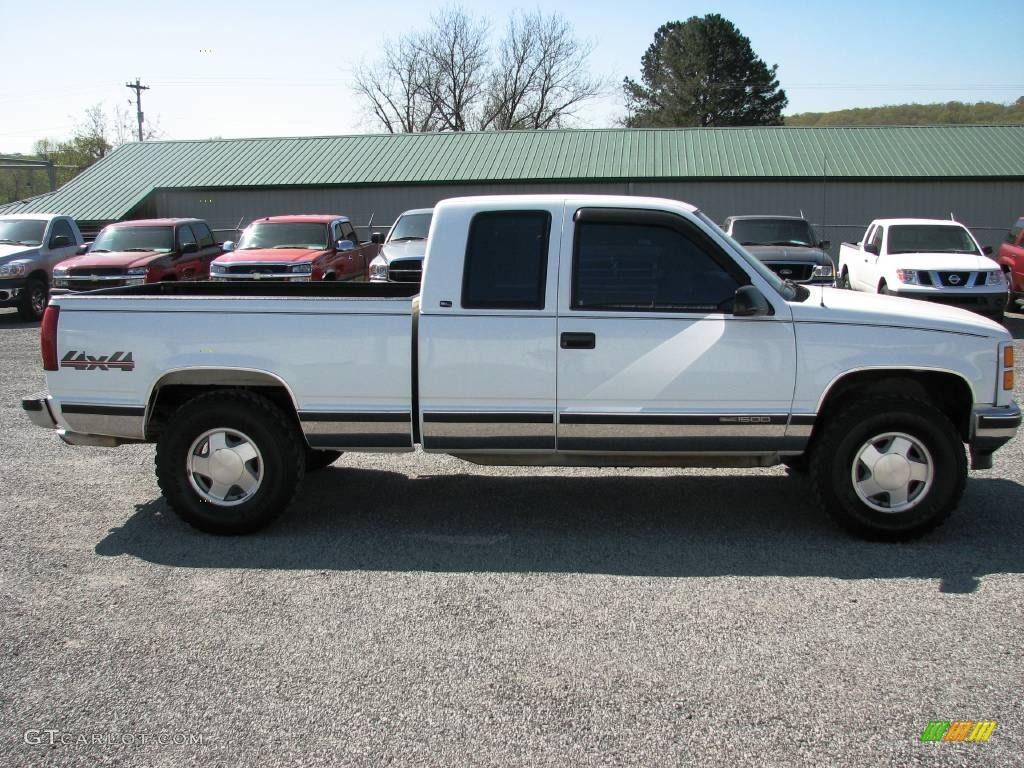 1998 Sierra 1500 SL Extended Cab 4x4 - Olympic White / Pewter photo #2