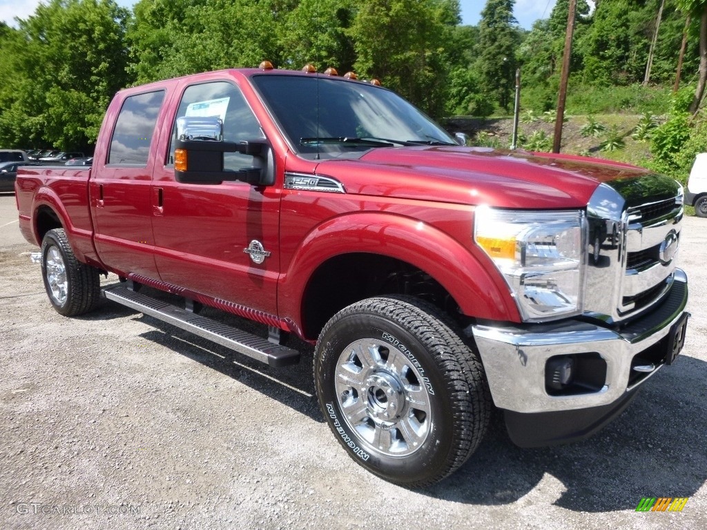 2016 F250 Super Duty Lariat Crew Cab 4x4 - Ruby Red Metallic / Black photo #8