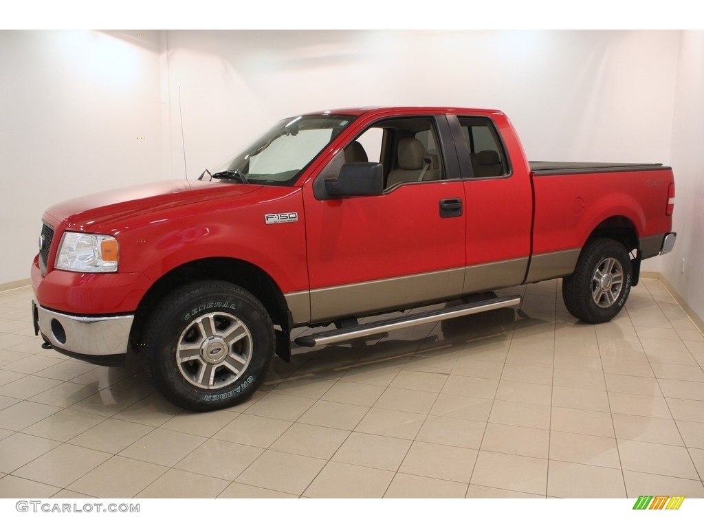 2006 F150 XLT SuperCab 4x4 - Bright Red / Tan photo #3