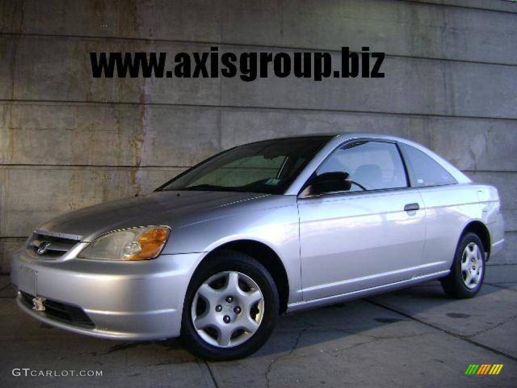 2001 Civic LX Coupe - Satin Silver Metallic / Black photo #1