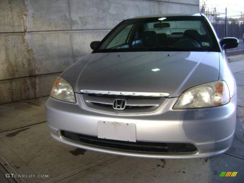 2001 Civic LX Coupe - Satin Silver Metallic / Black photo #2