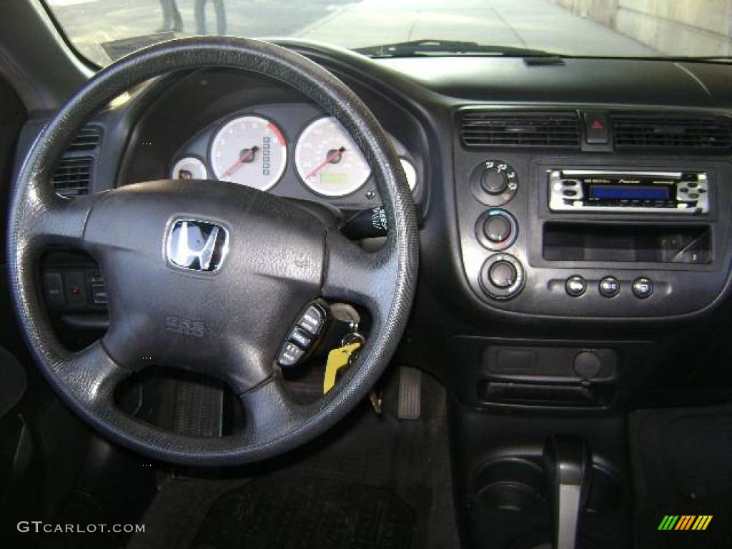 2001 Civic LX Coupe - Satin Silver Metallic / Black photo #17