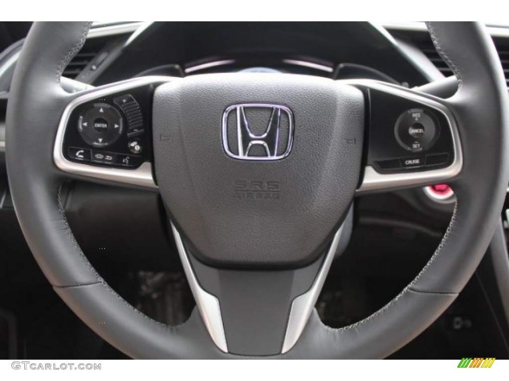 2016 Honda Civic EX-L Coupe Black/Ivory Steering Wheel Photo #113806216