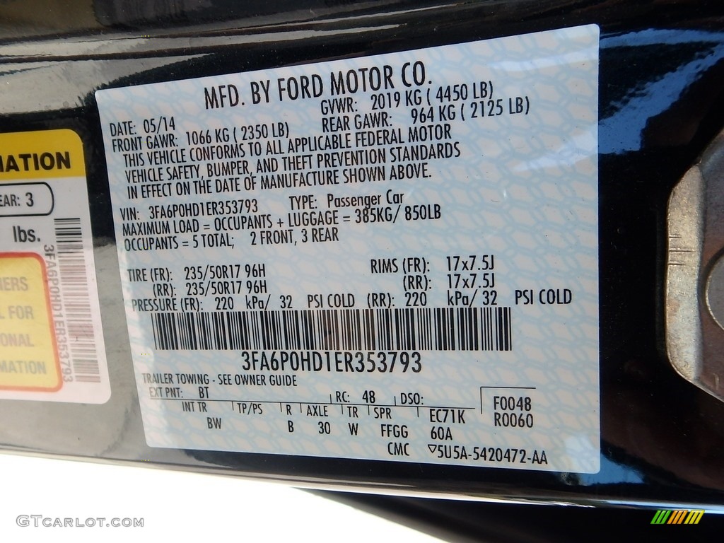 2014 Fusion SE EcoBoost - Dark Side / Charcoal Black photo #23