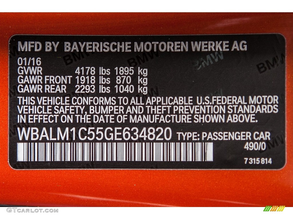 2016 Z4 Color Code 490 for Valencia Orange Photo #113811895