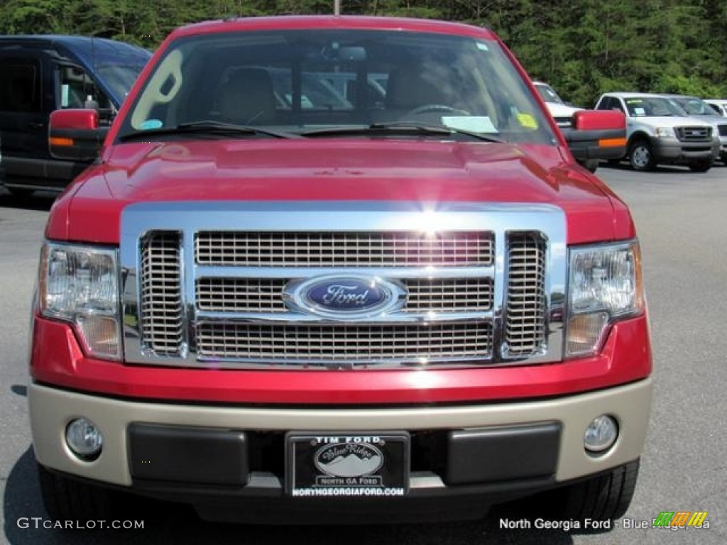 2010 F150 Lariat SuperCrew - Red Candy Metallic / Tan photo #4