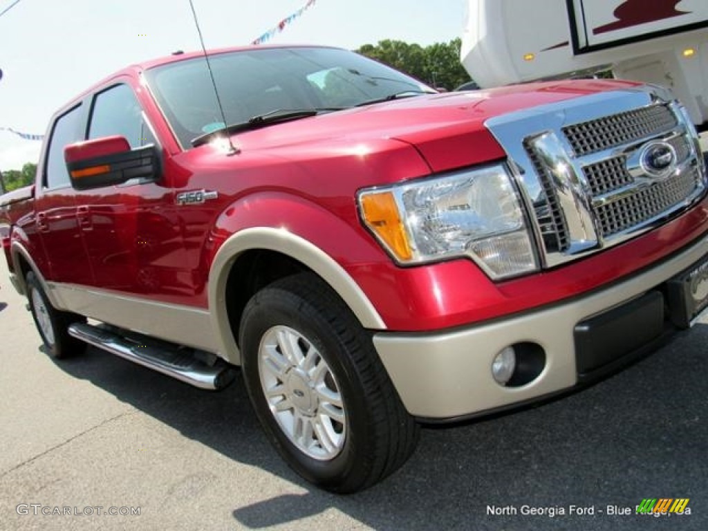 2010 F150 Lariat SuperCrew - Red Candy Metallic / Tan photo #34