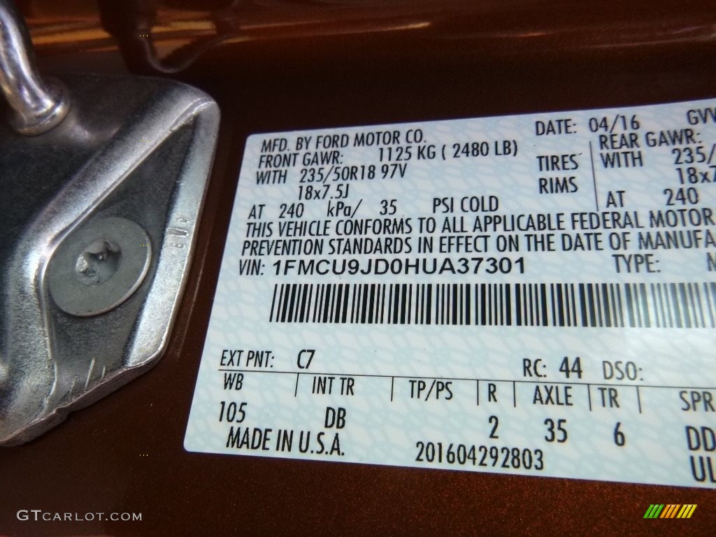2017 Escape Color Code C7 for Canyon Ridge Photo #113819503