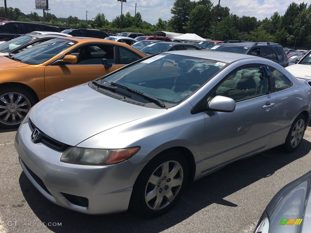 2007 Civic LX Coupe - Alabaster Silver Metallic / Gray photo #5