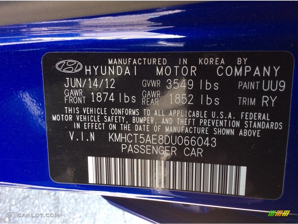 2013 Accent GS 5 Door - Marathon Blue / Gray photo #29