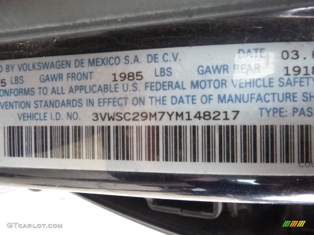 2000 Jetta GLS Sedan - Atlantic Blue Pearl / Black photo #20