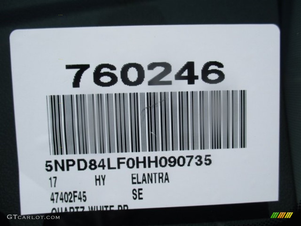 2017 Elantra SE - White / Gray photo #21