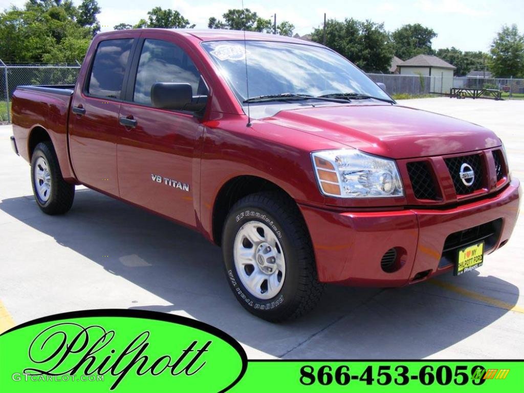 2007 Titan XE Crew Cab - Red Brawn / Graphite Black/Titanium photo #1