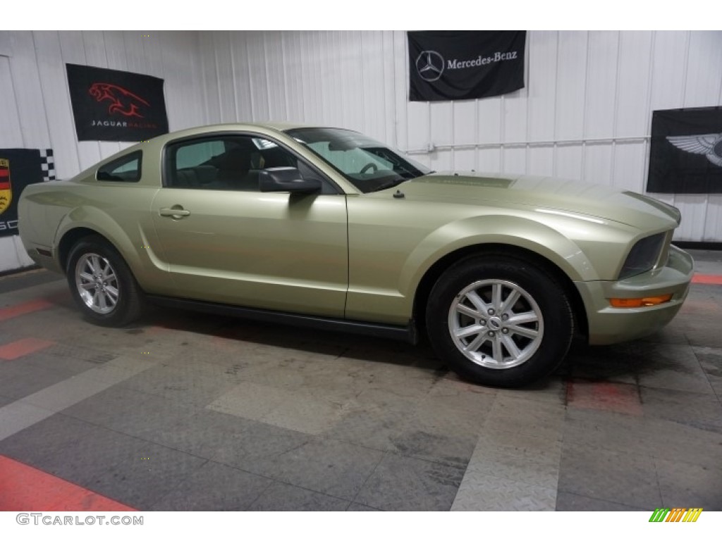 2006 Mustang V6 Premium Coupe - Legend Lime Metallic / Red/Dark Charcoal photo #6