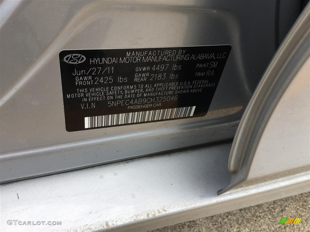 2012 Sonata SE 2.0T - Radiant Silver / Gray photo #6