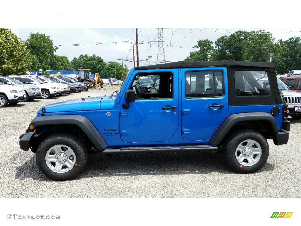 2016 Wrangler Unlimited Sport 4x4 - Hydro Blue Pearl / Black photo #3