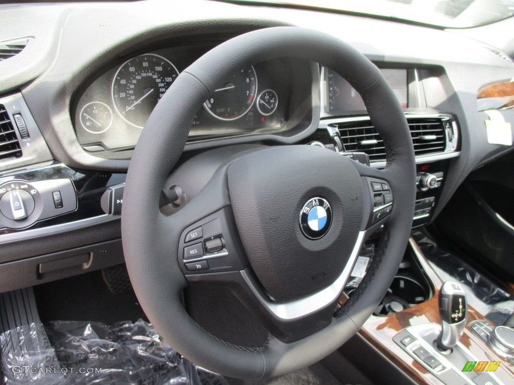 2017 BMW X3 xDrive28i Black Steering Wheel Photo #113947163
