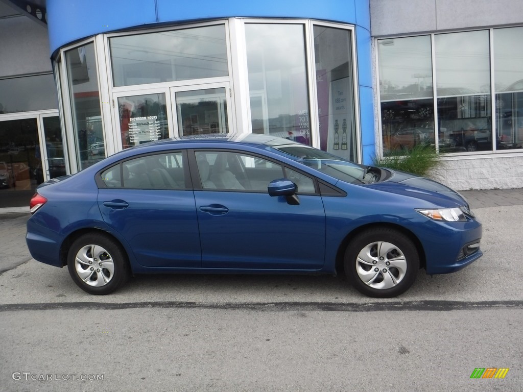 2015 Civic LX Sedan - Dyno Blue Pearl / Gray photo #2