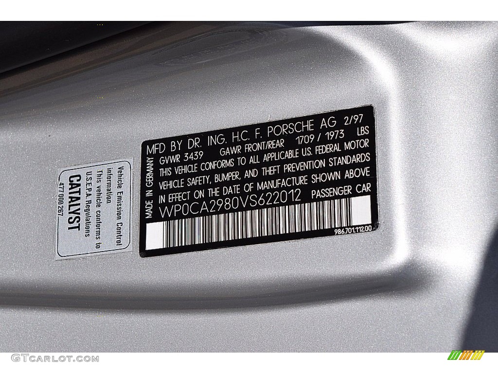 1997 Boxster  - Arctic Silver Metallic / Boxster Red photo #44