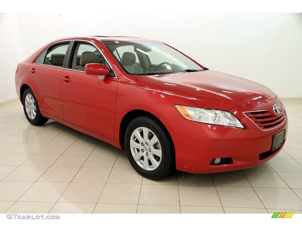 2007 Camry XLE V6 - Barcelona Red Metallic / Bisque photo #1