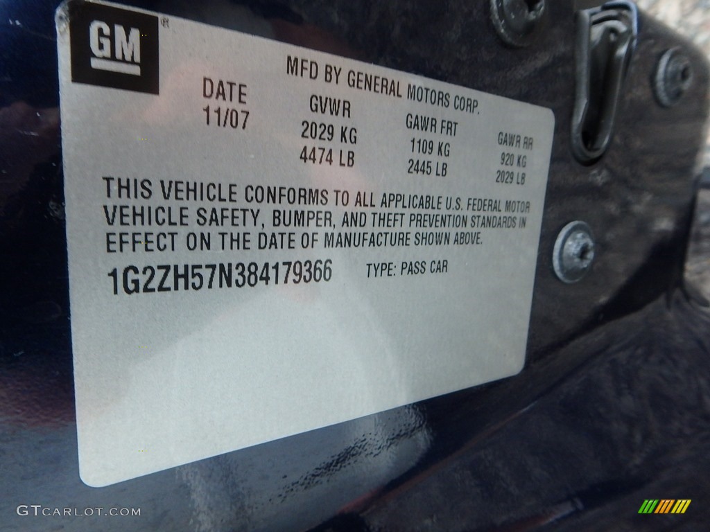 2008 G6 GT Sedan - Midnight Blue Metallic / Ebony Black photo #14