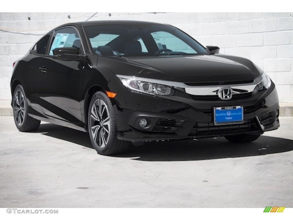 2016 Civic EX-T Coupe - Crystal Black Pearl / Black/Gray photo #1