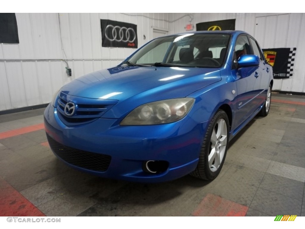 2005 MAZDA3 s Hatchback - Strato Blue Mica / Black/Blue photo #3