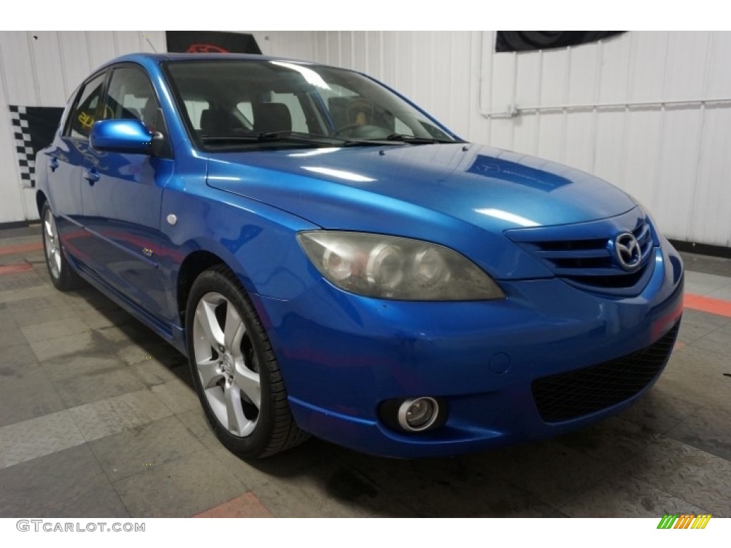 2005 MAZDA3 s Hatchback - Strato Blue Mica / Black/Blue photo #5