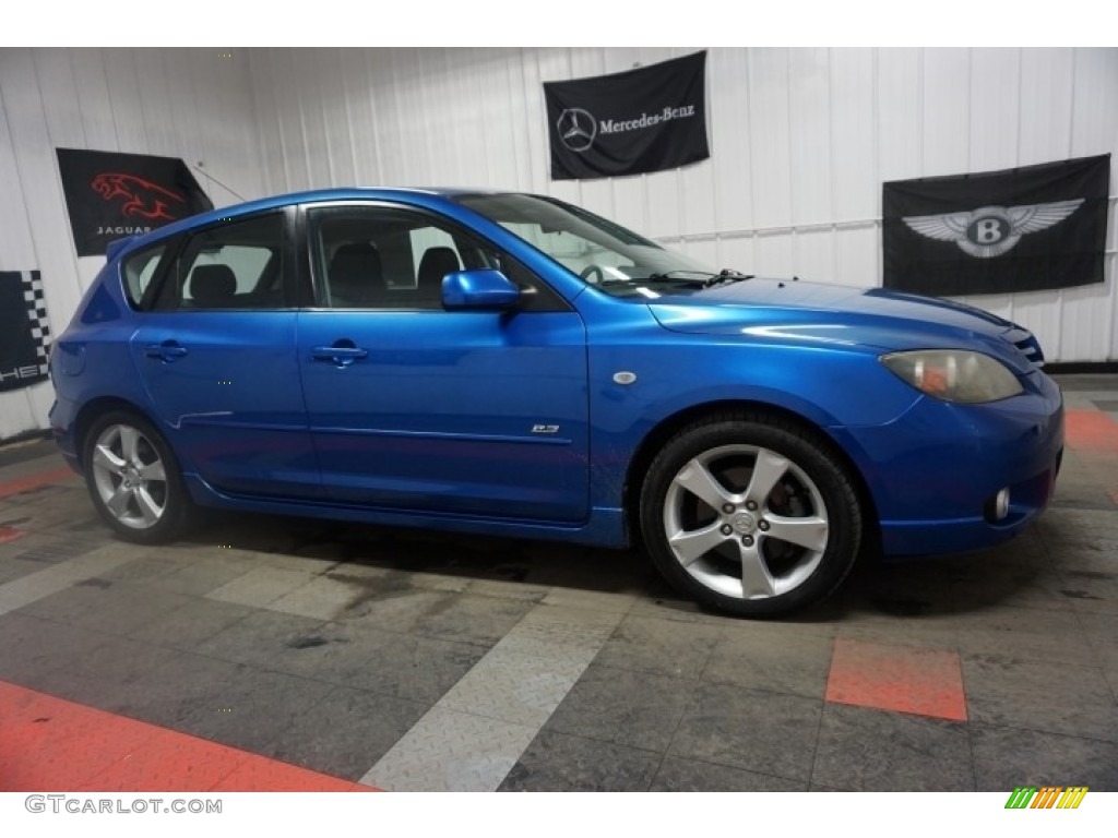 2005 MAZDA3 s Hatchback - Strato Blue Mica / Black/Blue photo #6