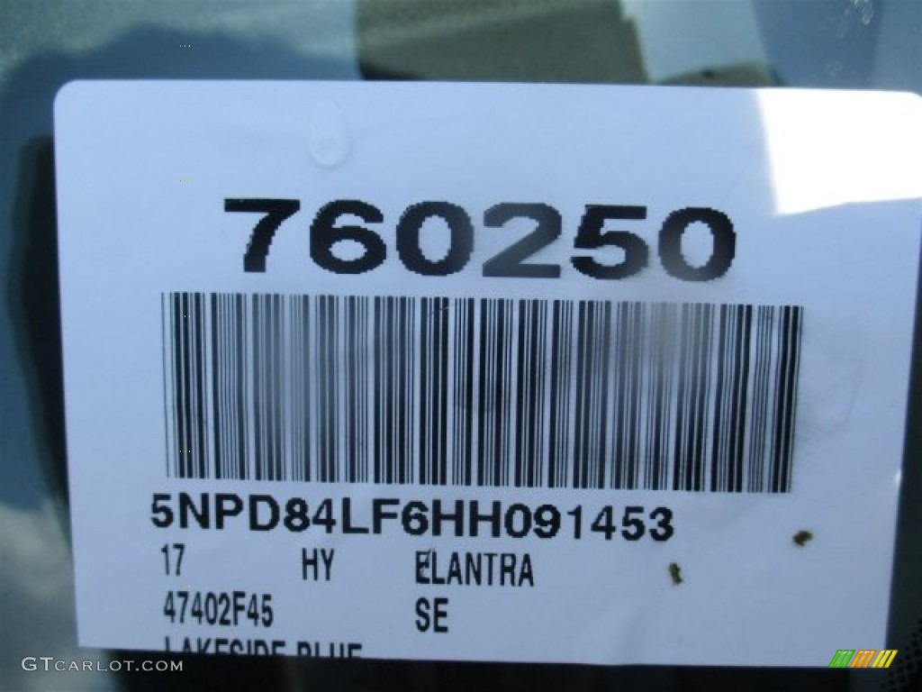 2017 Elantra SE - Lakeside Blue / Gray photo #22