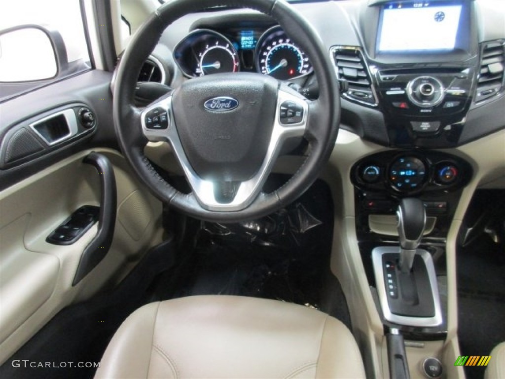 2016 Fiesta Titanium Hatchback - White Platinum Metallic Tri-coat / Medium Light Stone photo #11