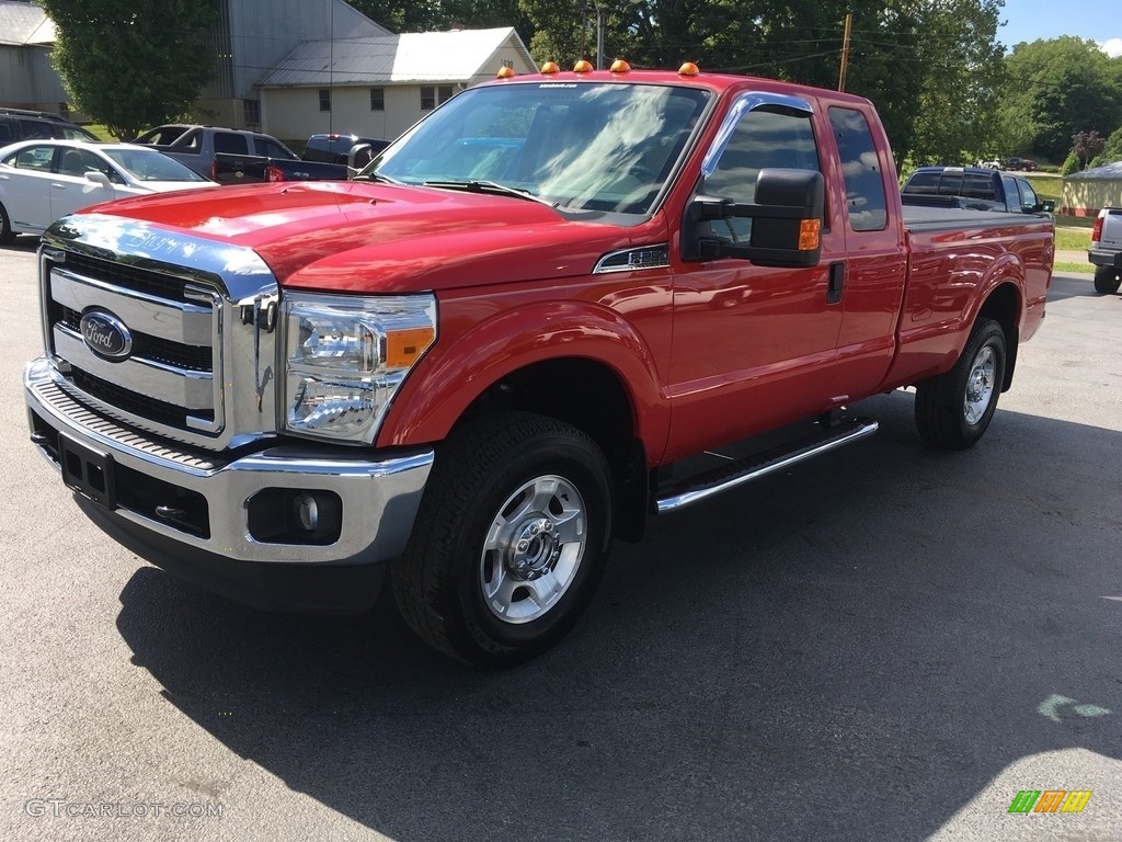 2014 F250 Super Duty XLT SuperCab 4x4 - Vermillion Red / Adobe photo #2