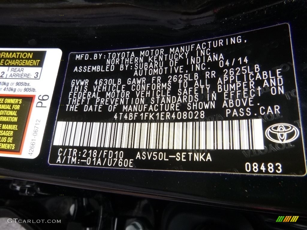 2014 Camry LE - Attitude Black Metallic / Ash photo #25