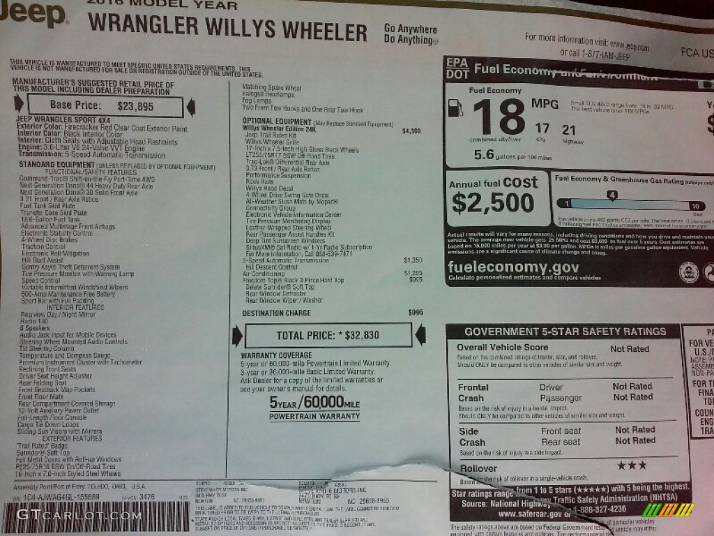 2016 Wrangler Sport - Firecracker Red / Black photo #20