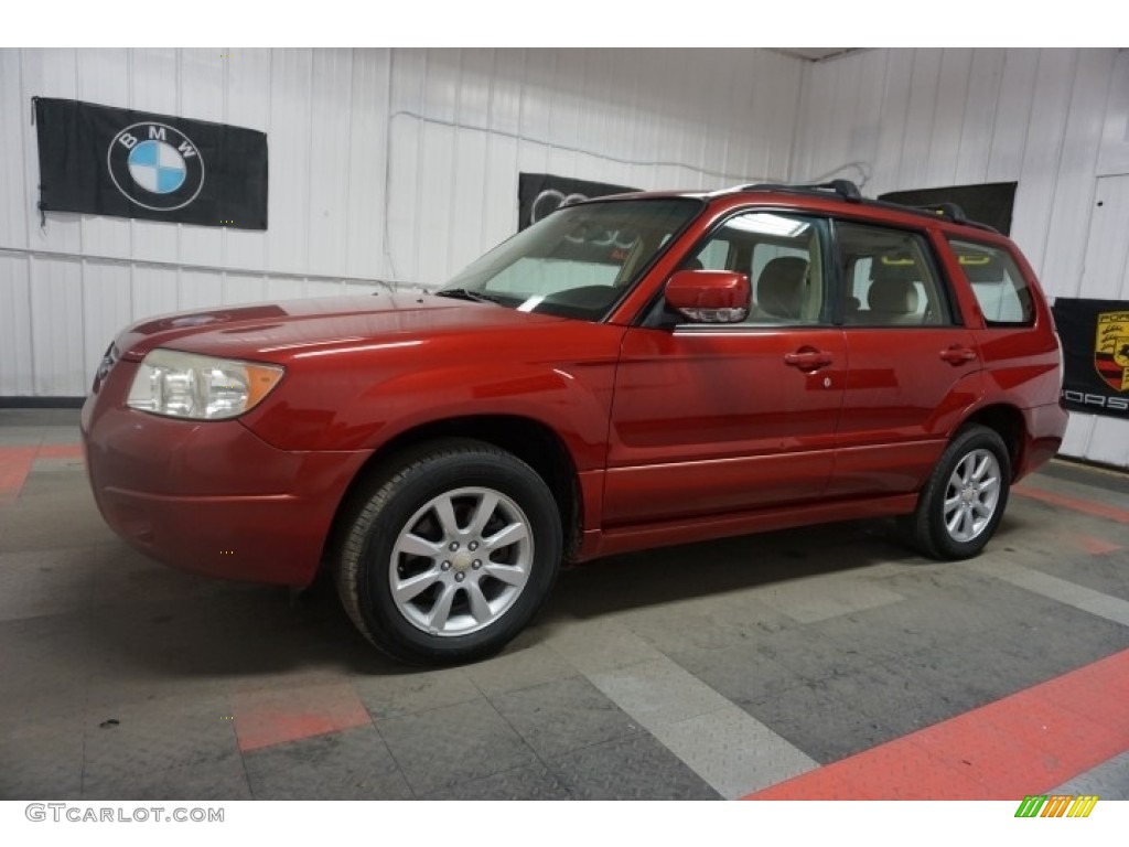 2006 Forester 2.5 X Premium - Garnet Red Pearl / Desert Beige photo #2