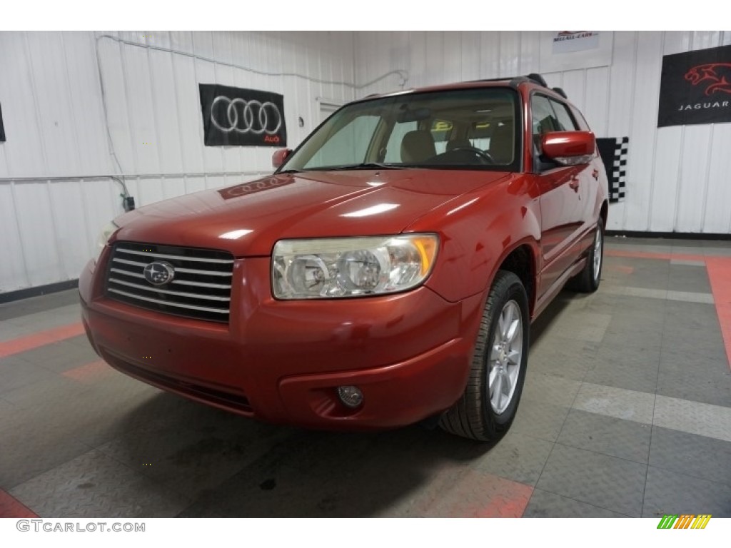 2006 Forester 2.5 X Premium - Garnet Red Pearl / Desert Beige photo #3