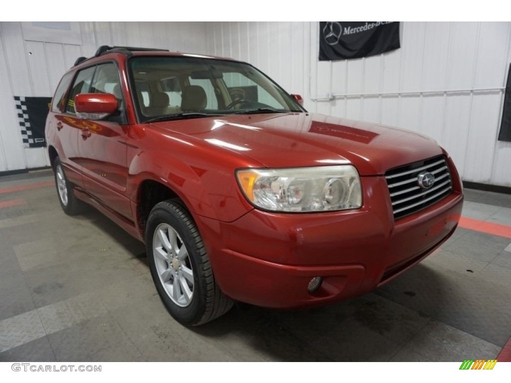 2006 Forester 2.5 X Premium - Garnet Red Pearl / Desert Beige photo #5