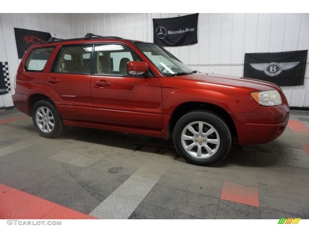 2006 Forester 2.5 X Premium - Garnet Red Pearl / Desert Beige photo #6