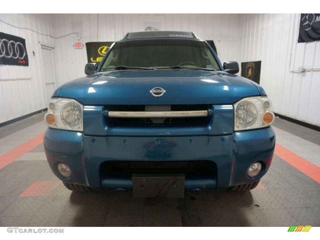 2004 Frontier XE V6 Crew Cab 4x4 - Electric Blue Metallic / Gray photo #4