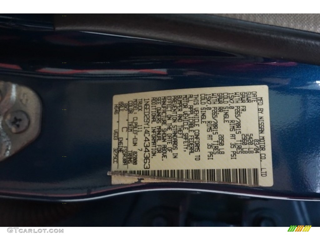 2004 Frontier XE V6 Crew Cab 4x4 - Electric Blue Metallic / Gray photo #14