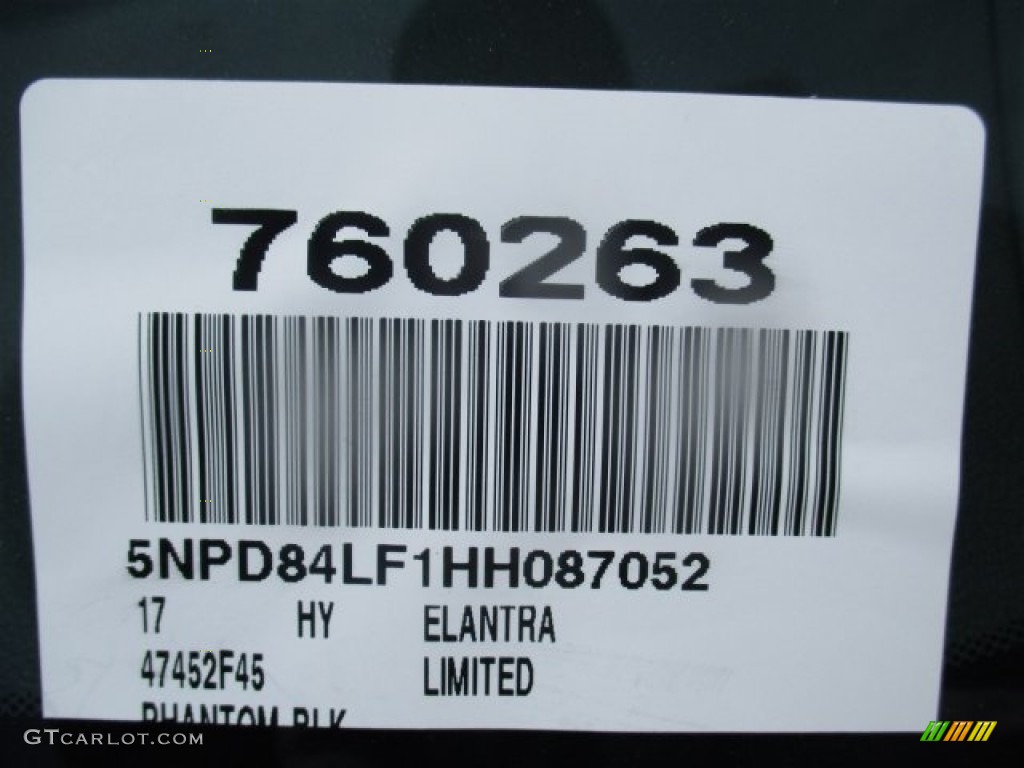 2017 Elantra Limited - Black / Gray photo #21