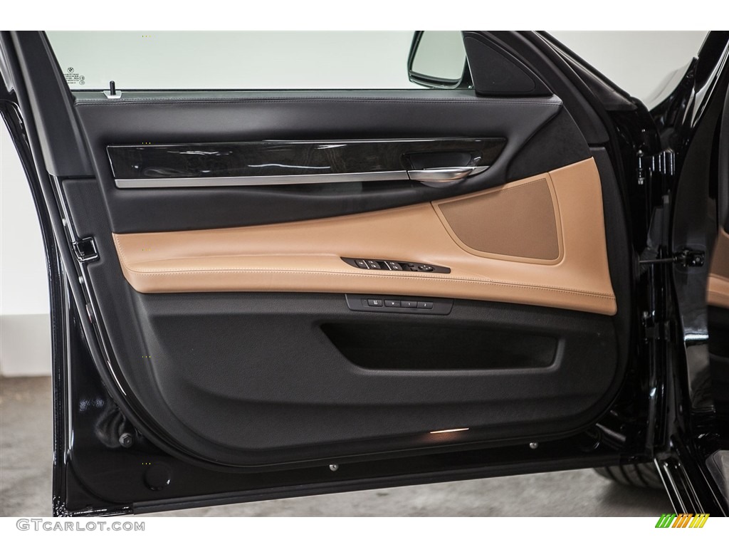 2013 BMW 7 Series 740i Sedan Saddle/Black Door Panel Photo #114199602
