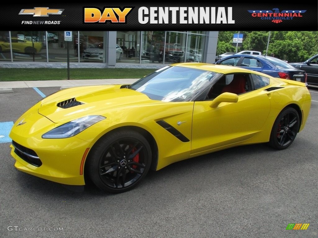 2014 Corvette Stingray Coupe Z51 - Velocity Yellow Tintcoat / Adrenaline Red photo #1