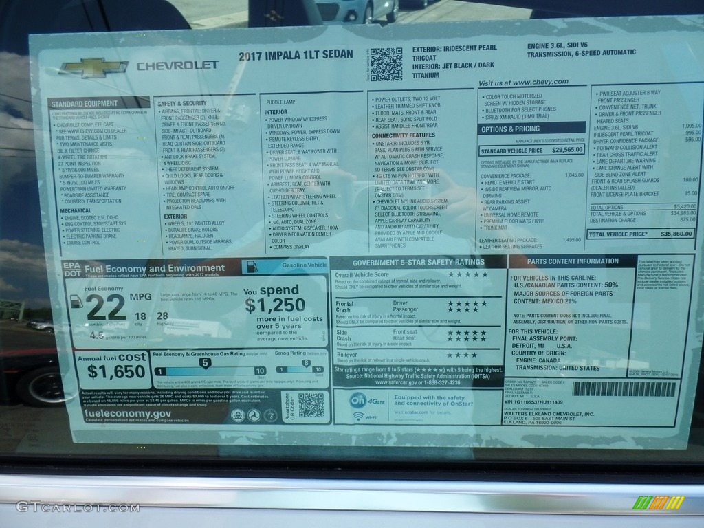 2017 Impala LT - Iridescent Pearl Tricoat / Jet Black/Dark Titanium photo #61