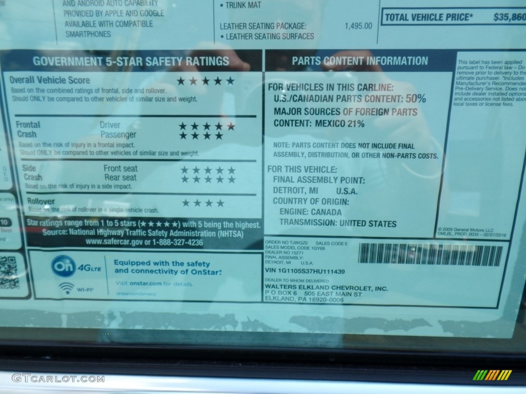 2017 Impala LT - Iridescent Pearl Tricoat / Jet Black/Dark Titanium photo #65