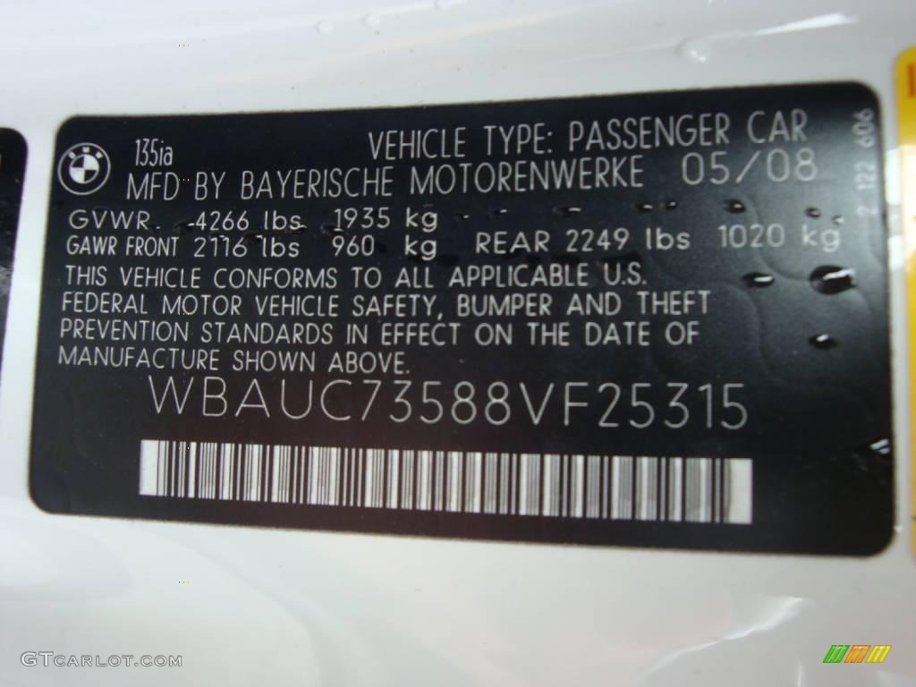 2008 1 Series 135i Coupe - Alpine White / Black photo #45