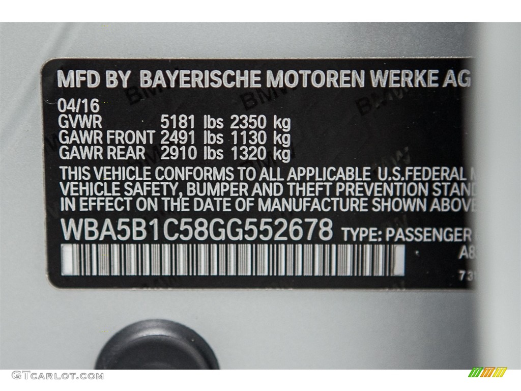 2016 5 Series 535i Sedan - Glacier Silver Metallic / Black photo #7