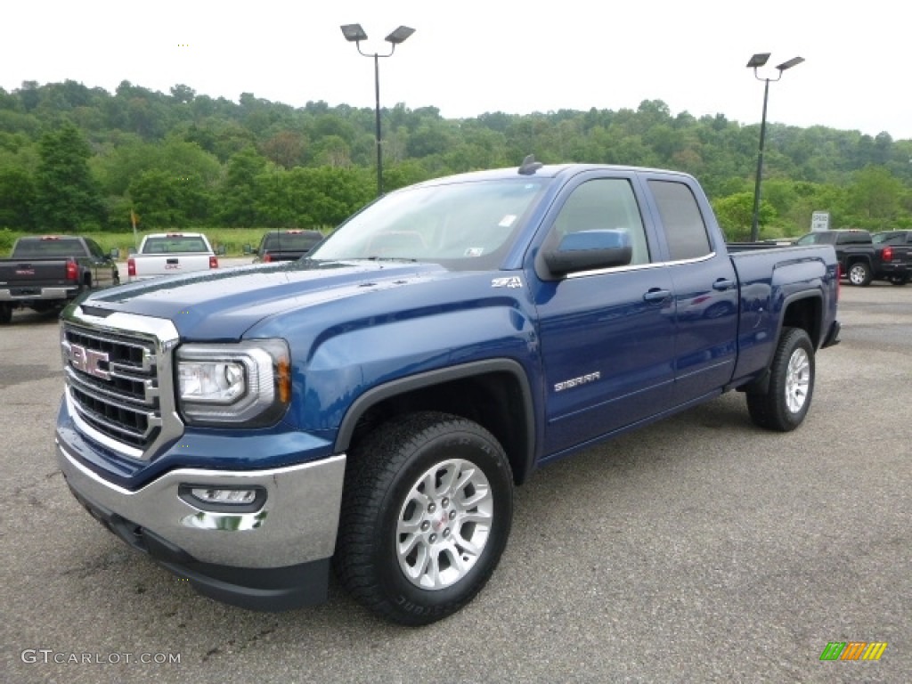 2016 Sierra 1500 SLE Double Cab 4WD - Stone Blue Metallic / Jet Black photo #1